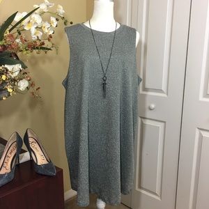 SOULMATES METALLIC SLEEVELESS TOP WITH‎ REMOVABLE NECKLACE, GRAY, SIZE 1X…